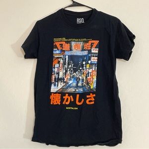 RDQ T-Shirt Small Nostalgia Black Crew Neck 100% Cotton City Tee Top